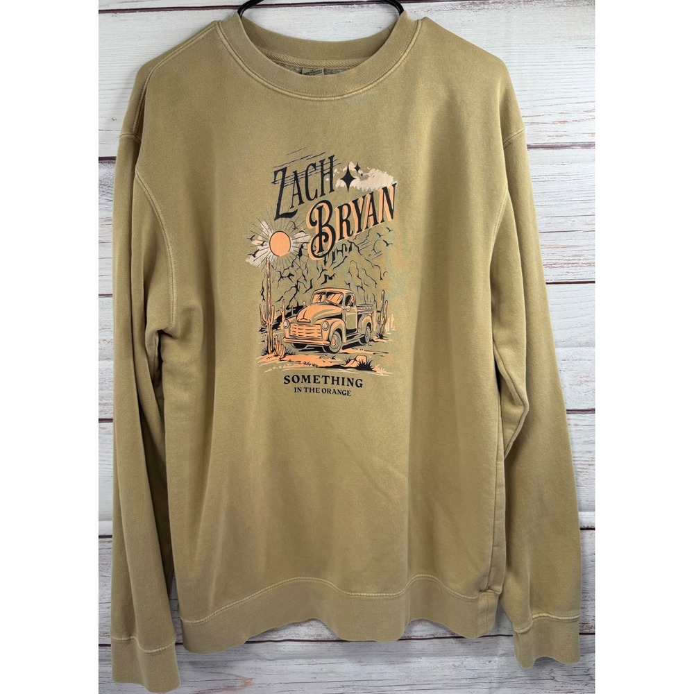 Zach Bryan Something in the Orange‎ Sweatshirt Tan Brown Country Music Tour Med